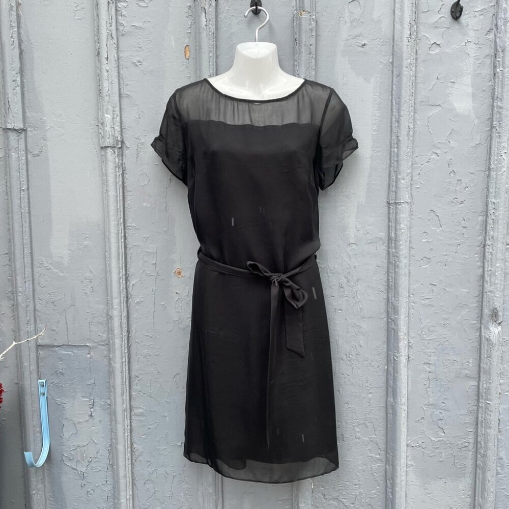 Brooks Brothers Black Silk Tie waist Shift dress, size 12